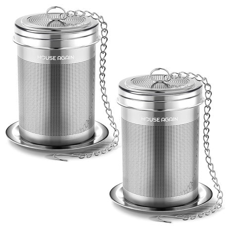 2-Piece HOUSE AGAIN Stainless Steel Tea Strainer With Chain Hook