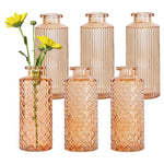 6 Amber Glass Bud Vases (3 Styles)