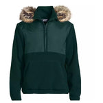 Men's Hooded Half Zip Faux Fur Sherpa Fleece Pullover