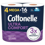 4 Mega (16 Regular) Rolls Of Cottonelle Ultra Comfort Soft Toilet Paper