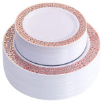 102 Disposable Rose Gold Lace Plastic Plates