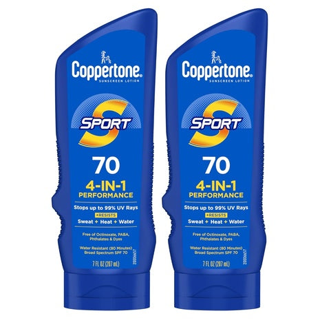 2 Coppertone Sport SPF 70 Sunscreen Lotions (7oz)