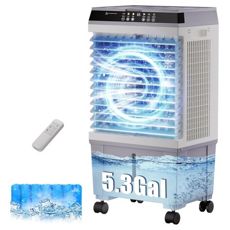 Swamp Cooler 1800CFM Evaporative Air Cooler With 5.3-Gallon Water Tank