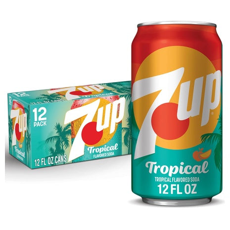 12 Cans 7UP Tropical Soda