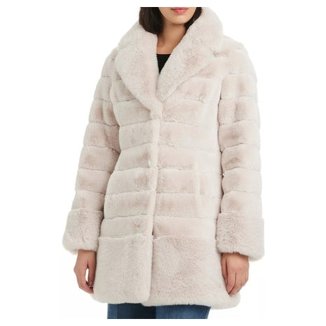 Jones New York Women's Faux Fur Notched Collar Coat
