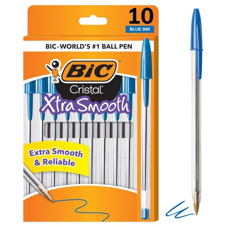 10-Count BIC Cristal Xtra Smooth Medium Point Ballpoint Pens (1.0mm)