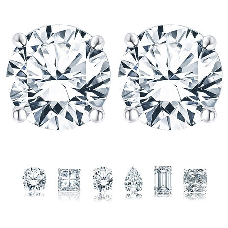 2 CTW Moissanite Solitaire Stud Earrings
