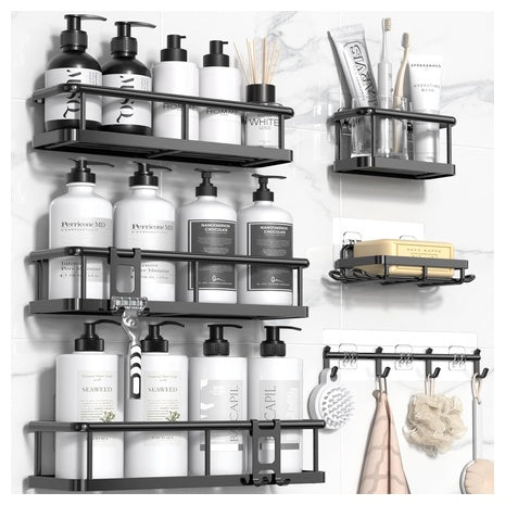 6 Large Shower Organizers with Soap Holder