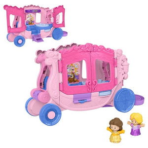 Fisher-Price Little People Toddler Toy Disney Princess Pull-Along Musical Carriage Playset