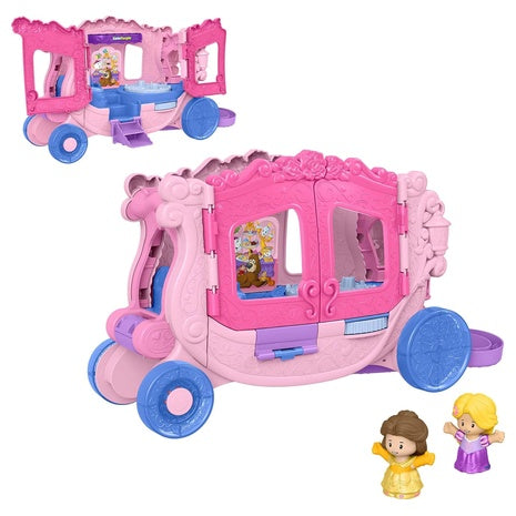 Fisher-Price Little People Toddler Toy Disney Princess Pull-Along Musical Carriage Playset