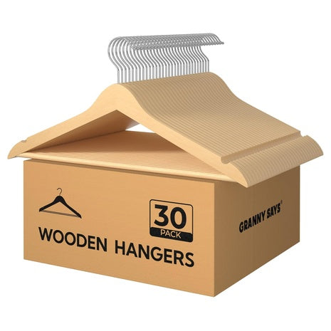 30 Heavy Duty Wooden Clothes Hangers
