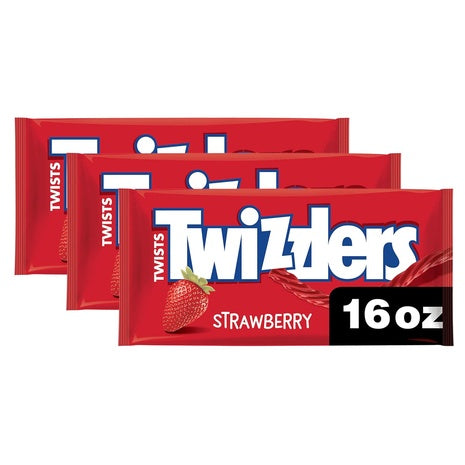 3 Bags of Twists Strawberry Flavored Licorice