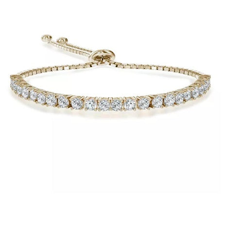 Bolo Adjustable Bracelet with Round Clear Cubic Zirconia