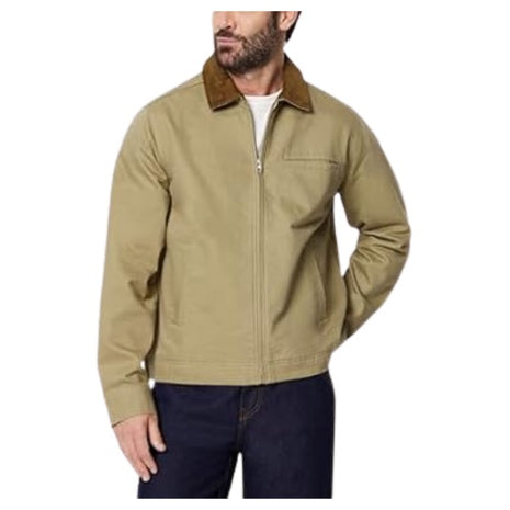 Amazon Essentials Mens Relaxed-Fit Rigid Denim Zip Up Jacket