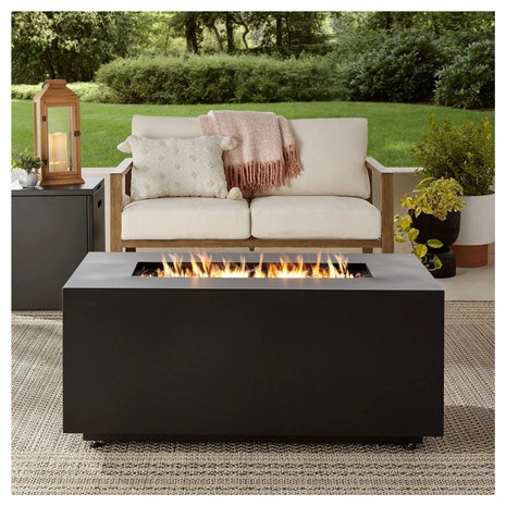 Mainstays 42" Rectangle Black Finish Modern Steel Fire Pit