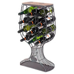Vintage Wooden Wine Rack with Glass & Cork Holder