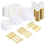 200 Piece Gold Plastic Dinnerware Set