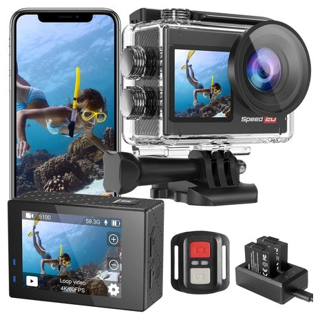 4K Waterproof Action Camera w/ Stabilization Wireless Remote