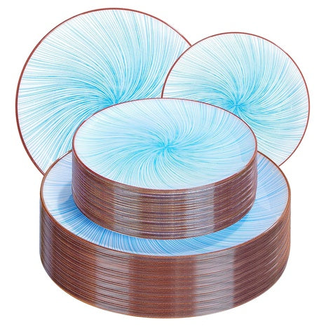 60 Blue Disposable Dinner & Dessert Plates