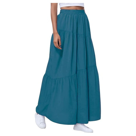 Women's Elastic Waist Tiered Maxi Skirt (5 Colors)