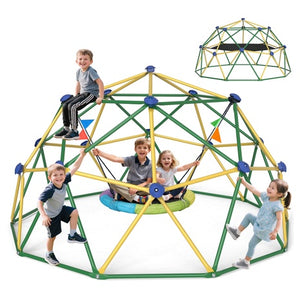 10 Foot Dome Climber with Hammock & Swing Set for Kids