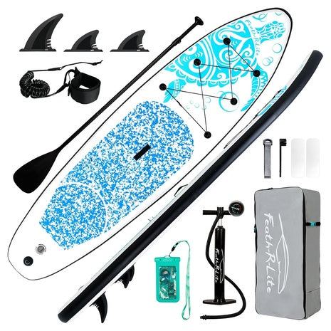 10'6" X 33" FEATH-R-LITE Inflatable Stand-Up Paddle Board W/ Accessories