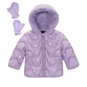 2-Piece S Rothschild & CO Baby Girls' Print Wave Jacket & Mittens Set