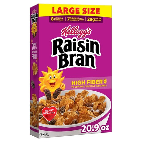 2 Large Boxes Raisin Bran or Honey Smacks Cereal