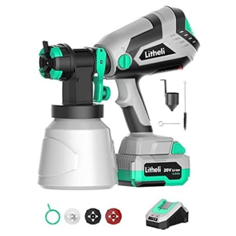 20V Cordless Paint Sprayer Gun With 4.0 Ah Battery & Charger
