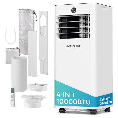 10000-BTU HAUSHOF Portable Air Conditioner W/ Remote Control