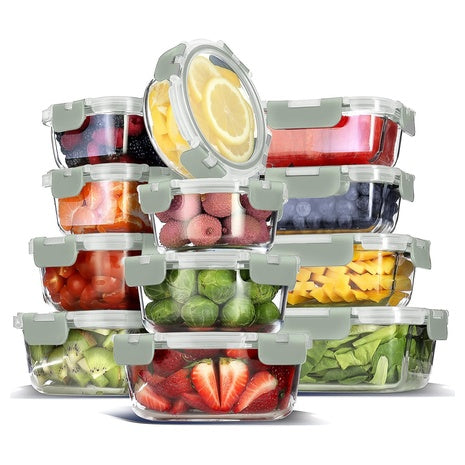24-Piece Glass Storage Containers with Airtight Lids