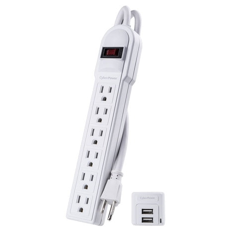 CyberPower 6-Outlet Surge Protector with 2 USB-A Ports