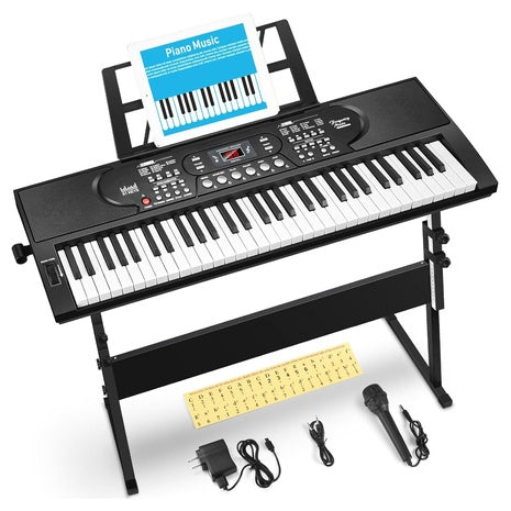 Portable Built-In Speakers Electric 61 Key Keyboard Piano With Stand