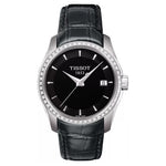 Tissot Swiss Couturier Diamond Black Leather Strap Watch