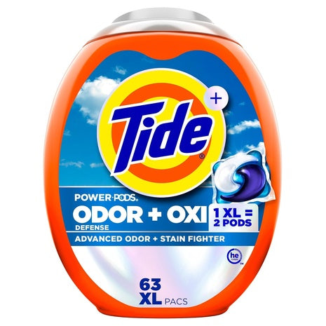 63 XL Tide Odor Defense + Oxi Laundry Detergent Pacs
