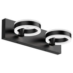 15" Black 2-Light LED Vanity Wall Sconce