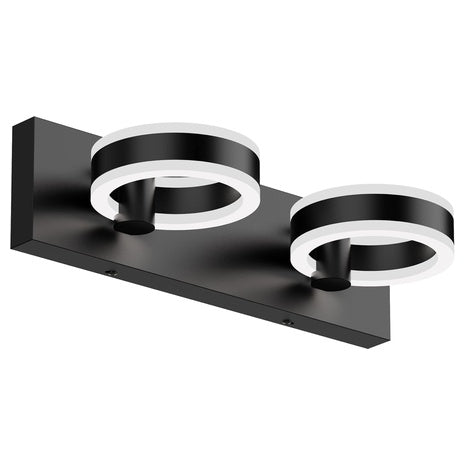 15" Black 2-Light LED Vanity Wall Sconce