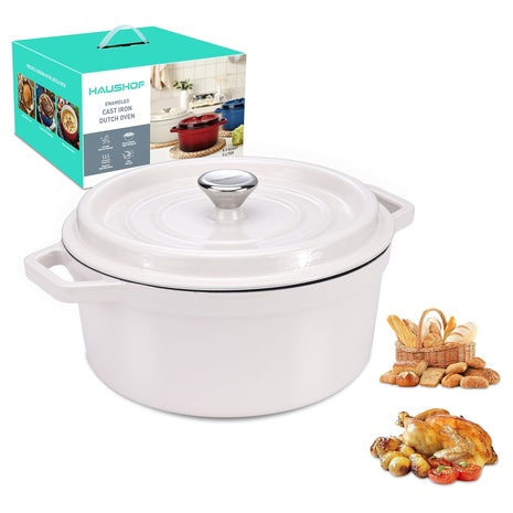 5.3QT Enameled Cast Iron Dutch Oven with Lid (3 Colors)