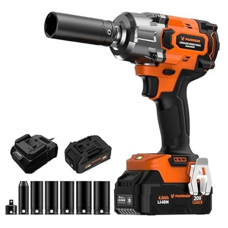 Parrior 20V 3-Speed Impact Wrench Gun W/Battery, Charger & Adapter
