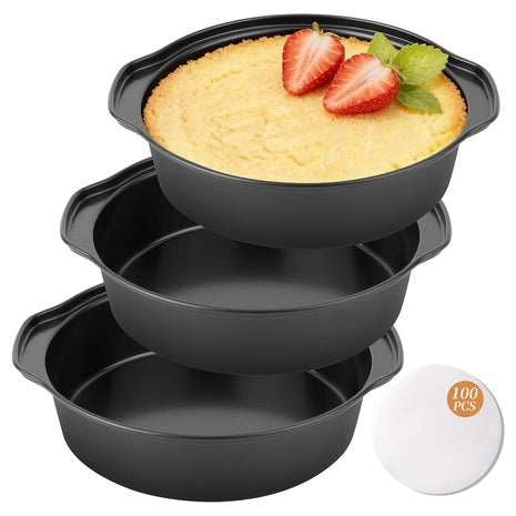 3-Piece 6" Carbon Steel Round Cake Pan Set