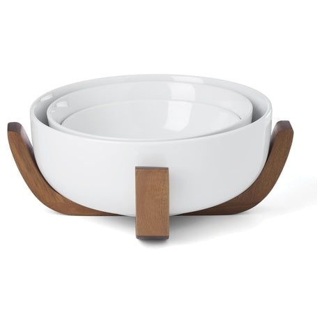 3-Piece 24 Seven Nesting Bowl Set With Wood Stand
