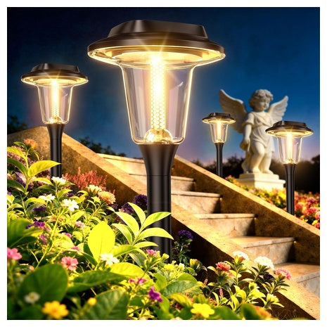 8-Pack Outdoor IP65 Waterproof Solar Pathway Lights