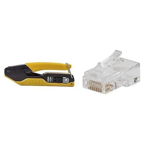 Klein Tools CAT6 Data Cable Crimper & 50 Pass-Thru Plugs Installation Kit
