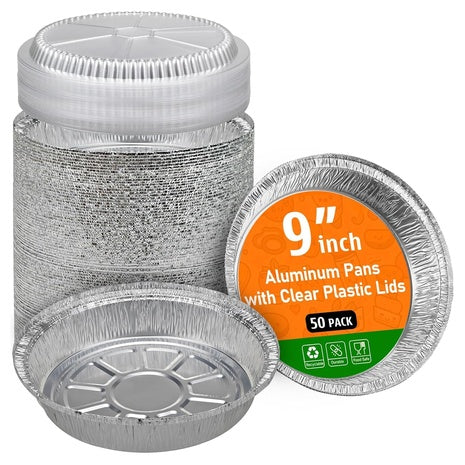 50-Pack 9” Aluminum Pans with Lids