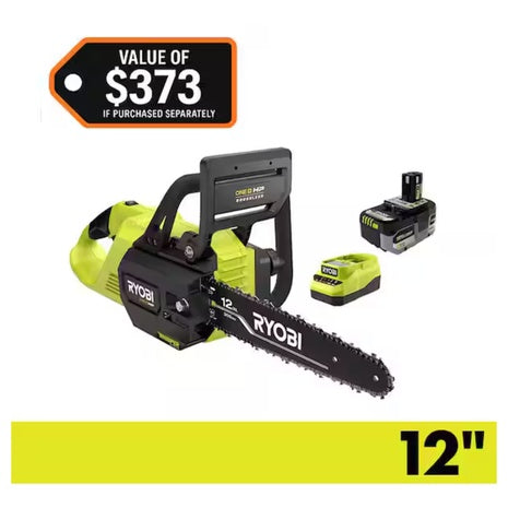 ONE+ HP 18V Brushless Whisper Series 12" Battery Chainsaw W/ 6.0 Ah Battery & Charger