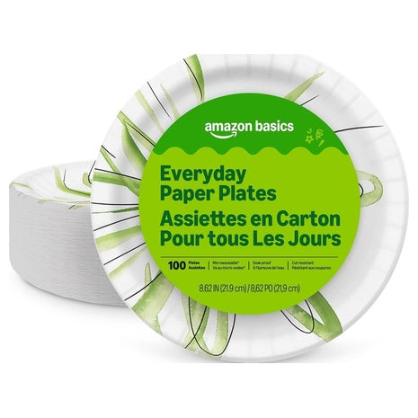 100 Amazon Basics Everyday Disposable Paper Plates