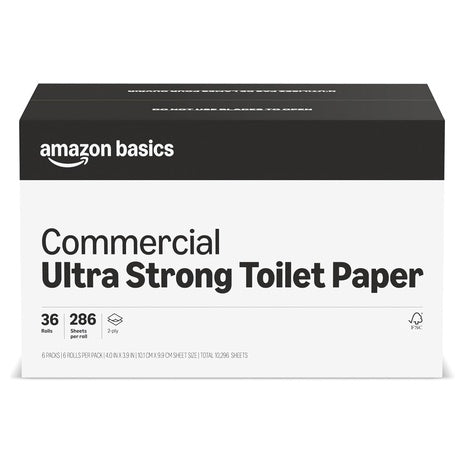 36 Rolls Amazon Basics 2-Ply White Ultra Strong Toilet Paper