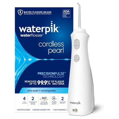 Waterpik Cordless Pearl Rechargeable Water Flosser with 4 Tips