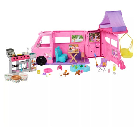 Barbie Dream Camper Playset with Roof Tent BBQ Grill
