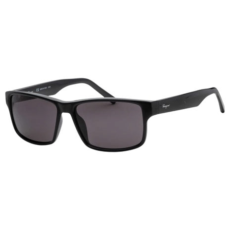 Ferragamo Oversized Classic Rectangle Sunglasses (Black/Grey)